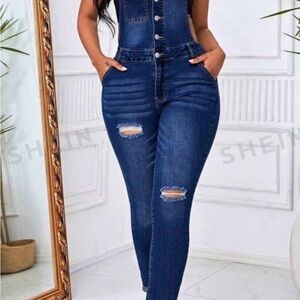 Stylish Blue Denim Overalls
